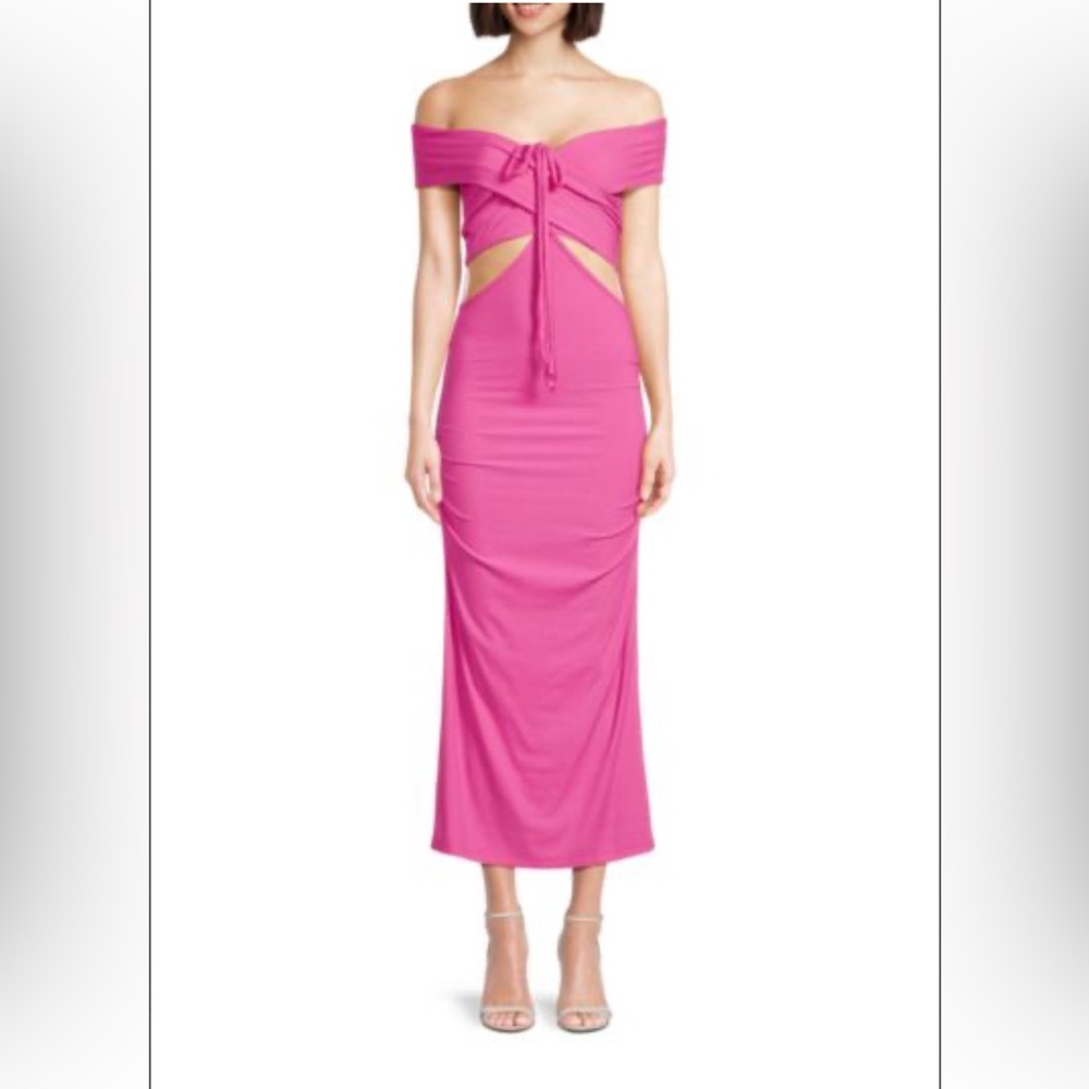 Nwt Jonathan Simkhai Ribbed Pink Cutout Midi Dress Sz S